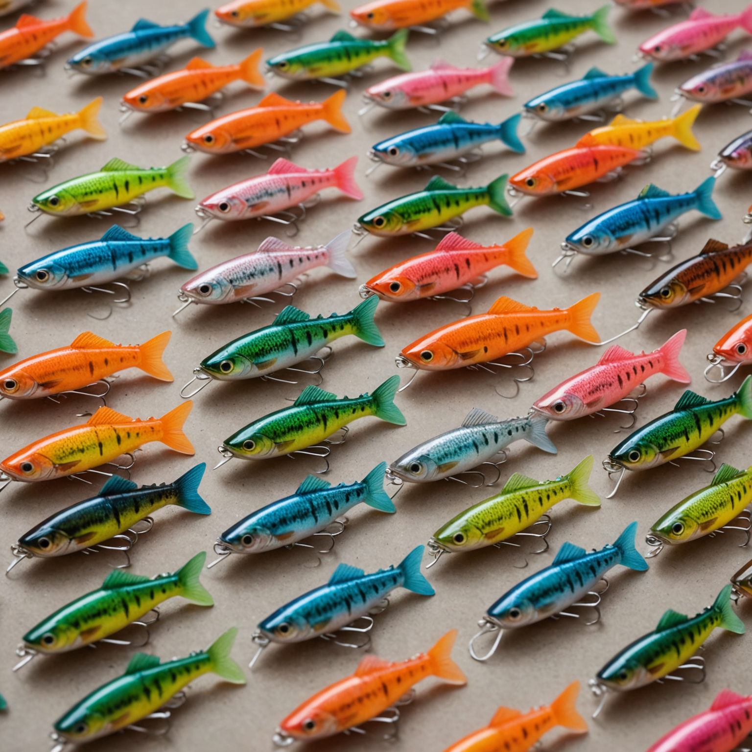 A selection of brightly coloured salmon jigs