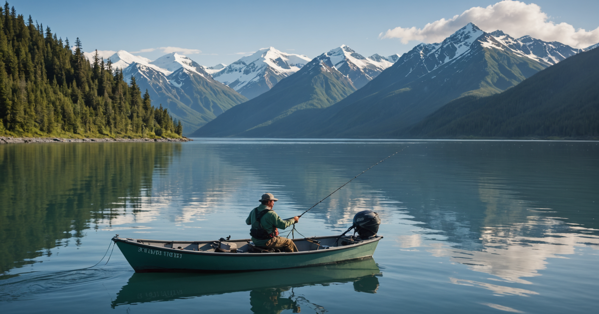 An angler demonstrating the jigging technique on a boat in Alaska.