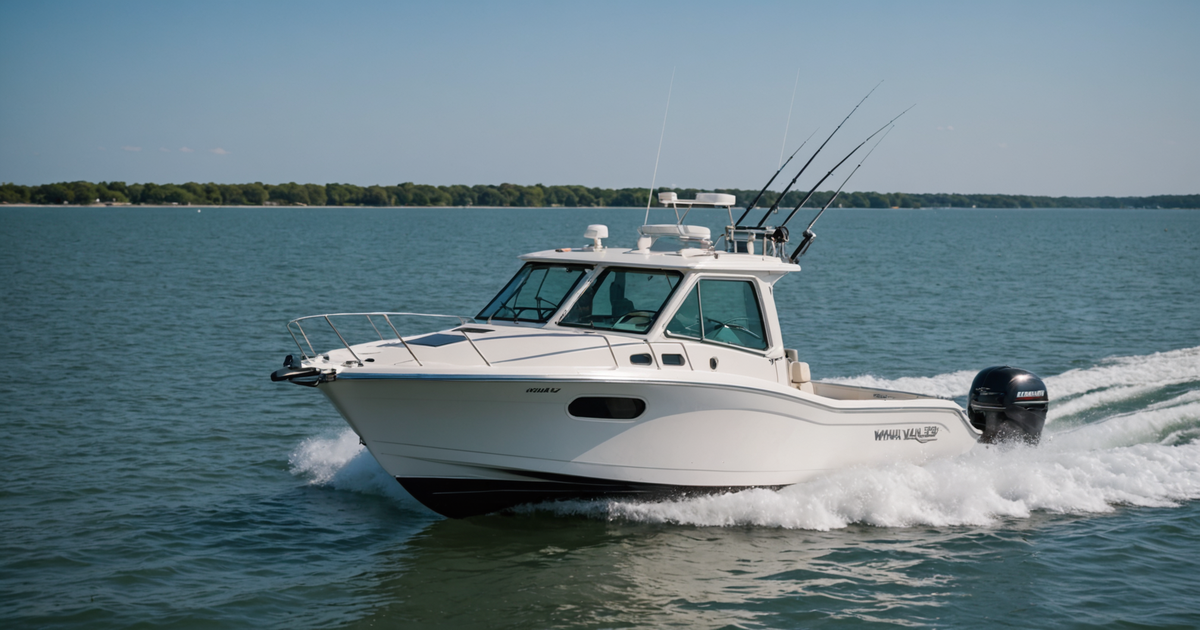 Boston Whaler 345 Conquest on the water, highlighting the fishing amenities