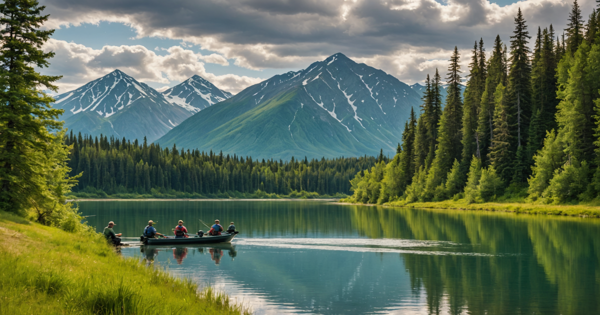 A group of anglers fishing in the Kenai Peninsula during the summer months