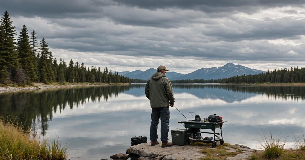 An angler adjusting their tackle in response to changing weather conditions