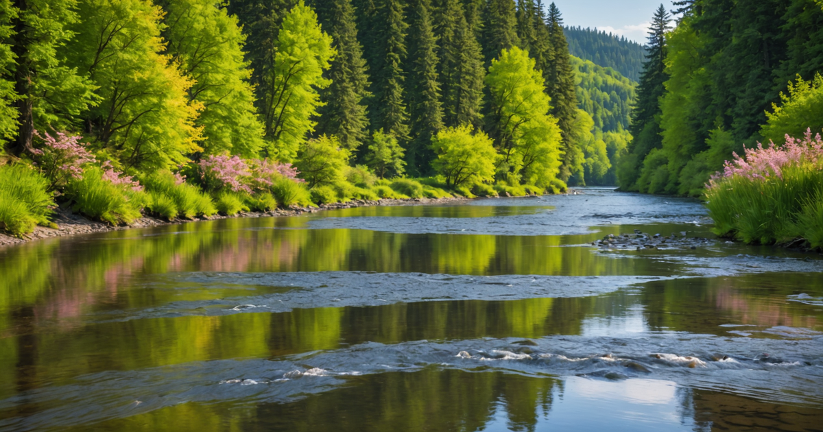 Scenic view of a river during peak salmon season