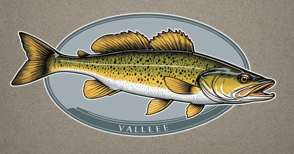 A detailed image showing various types of walleye decals, including vinyl, custom, reflective, and removable options.