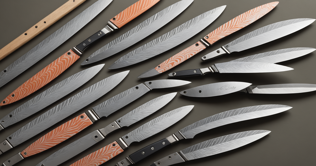 A selection of salmon spinner blades in various shapes and colours