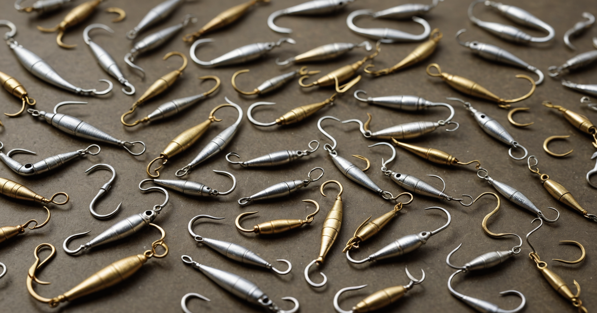 Different types of bait hooks with labels