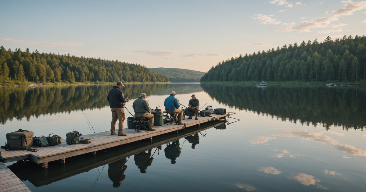 Anglers preparing their gear on a dock at Safari Lodge Seward