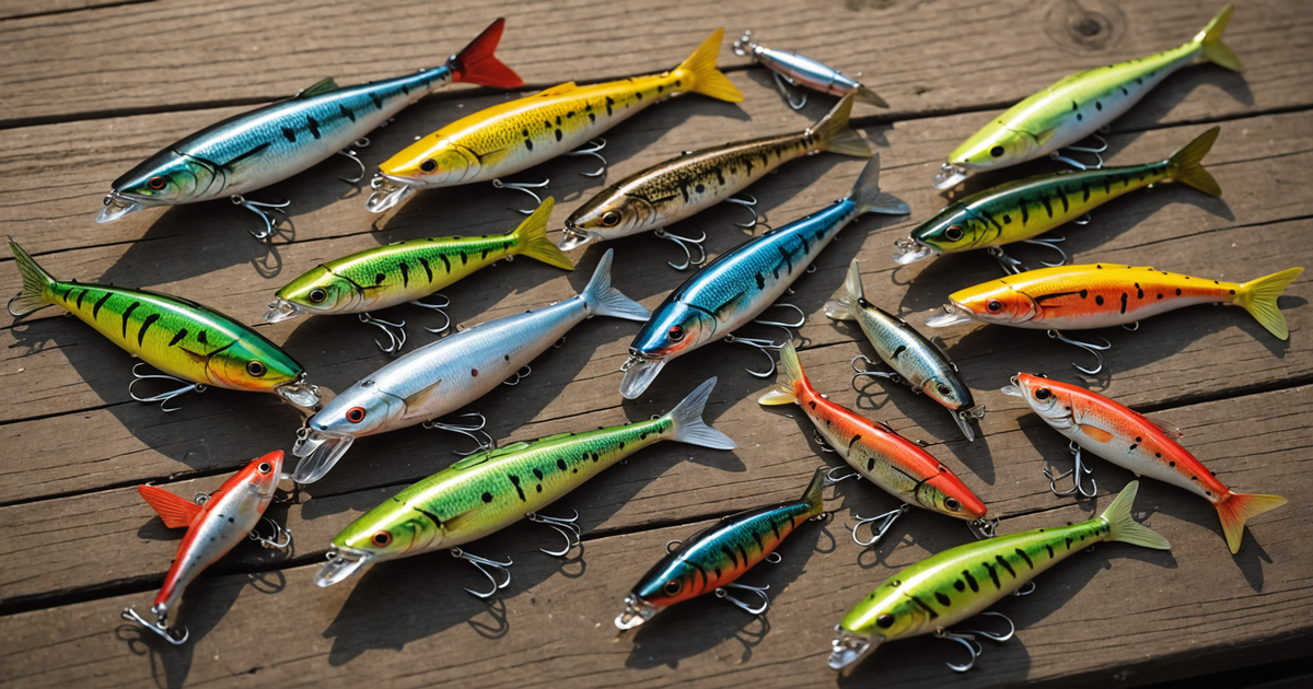A selection of topwater lures suitable for tiger muskie fishing.