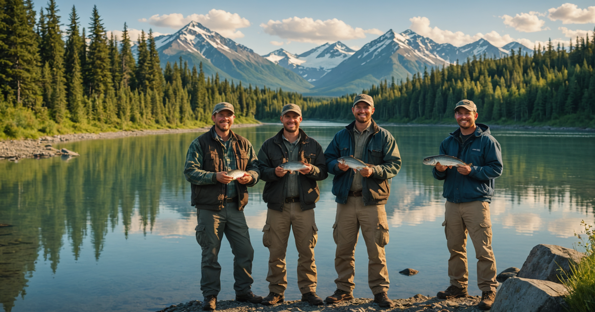 A group of anglers with their catch on the Kenai Peninsula