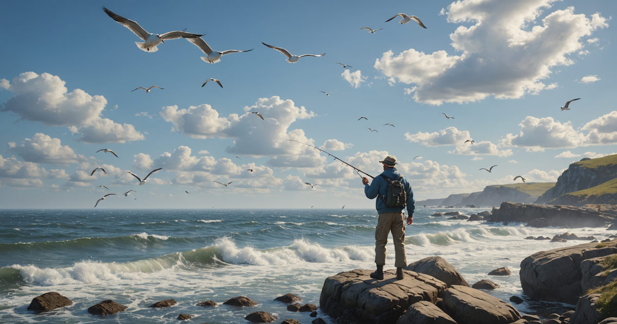 A fisherman using a heavy jig in saltwater conditions