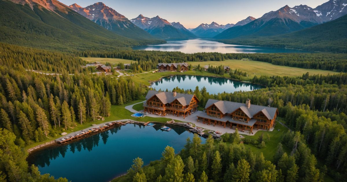 Aerial view of Tordrillo Mountain Lodge and surrounding waters