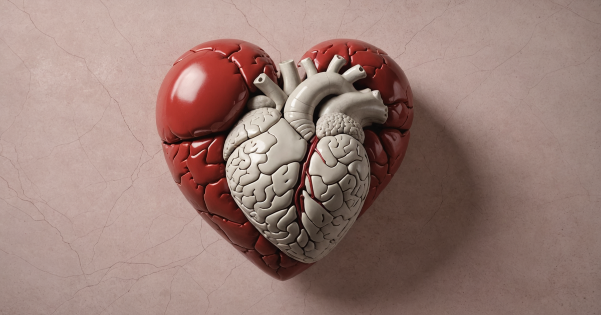 Illustration of a heart and brain with omega-3 benefits highlighted