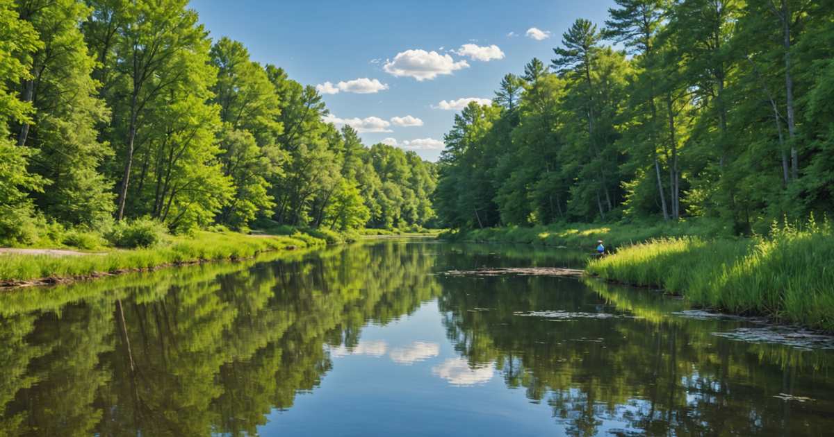 A serene view of Ward Creek with anglers fishing along the banks.