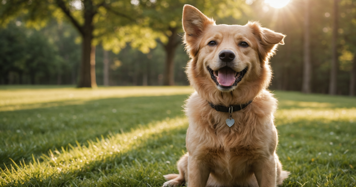 A happy dog with a shiny coat