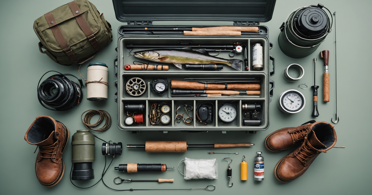 An array of essential gear for an Alaskan fishing expedition