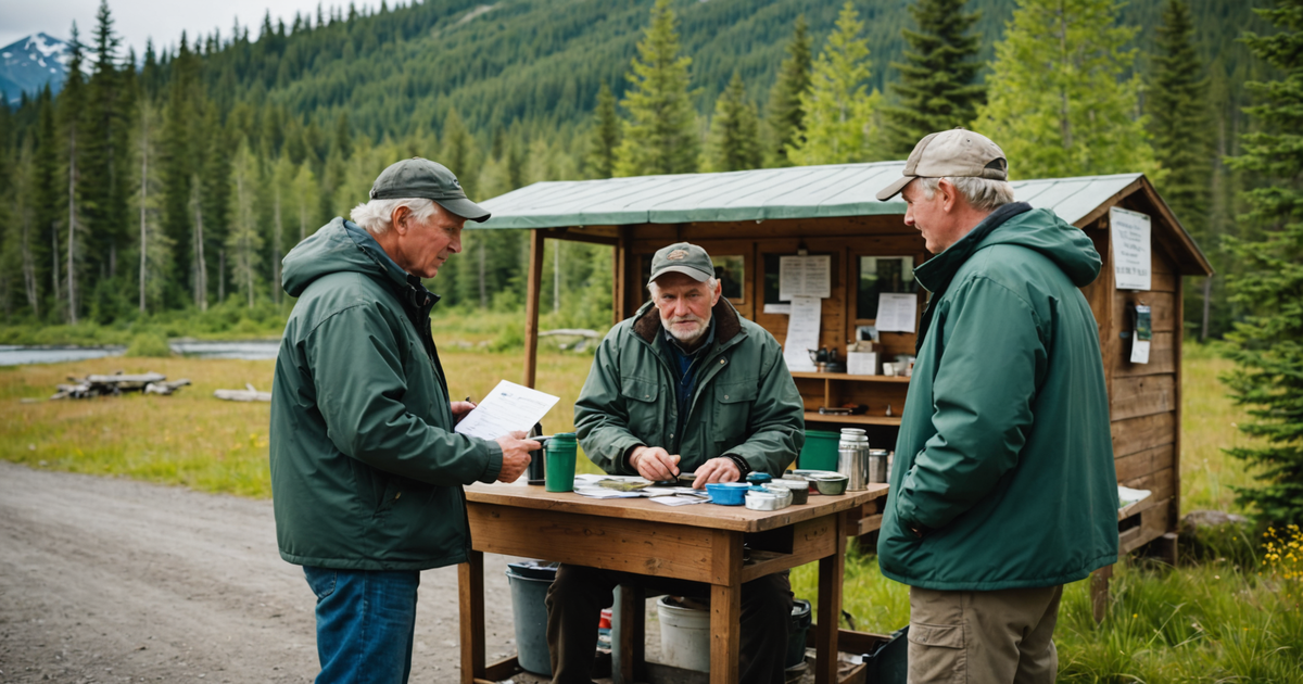 An angler purchasing a fishing licence at a local vendor in Alaska.