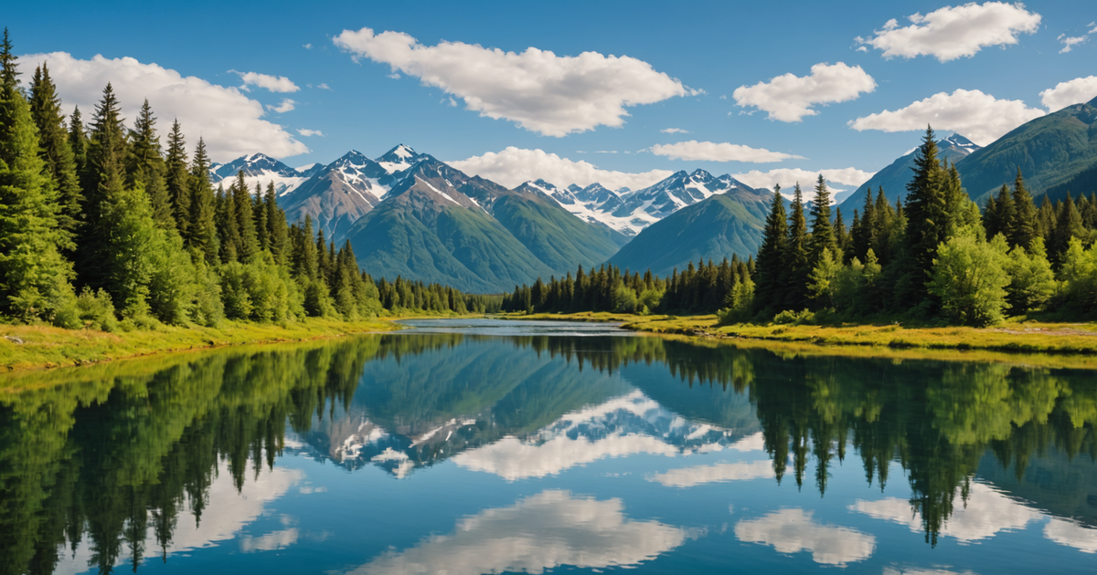 The breathtaking scenery of a popular Alaska fishing destination with lush landscapes and waterways