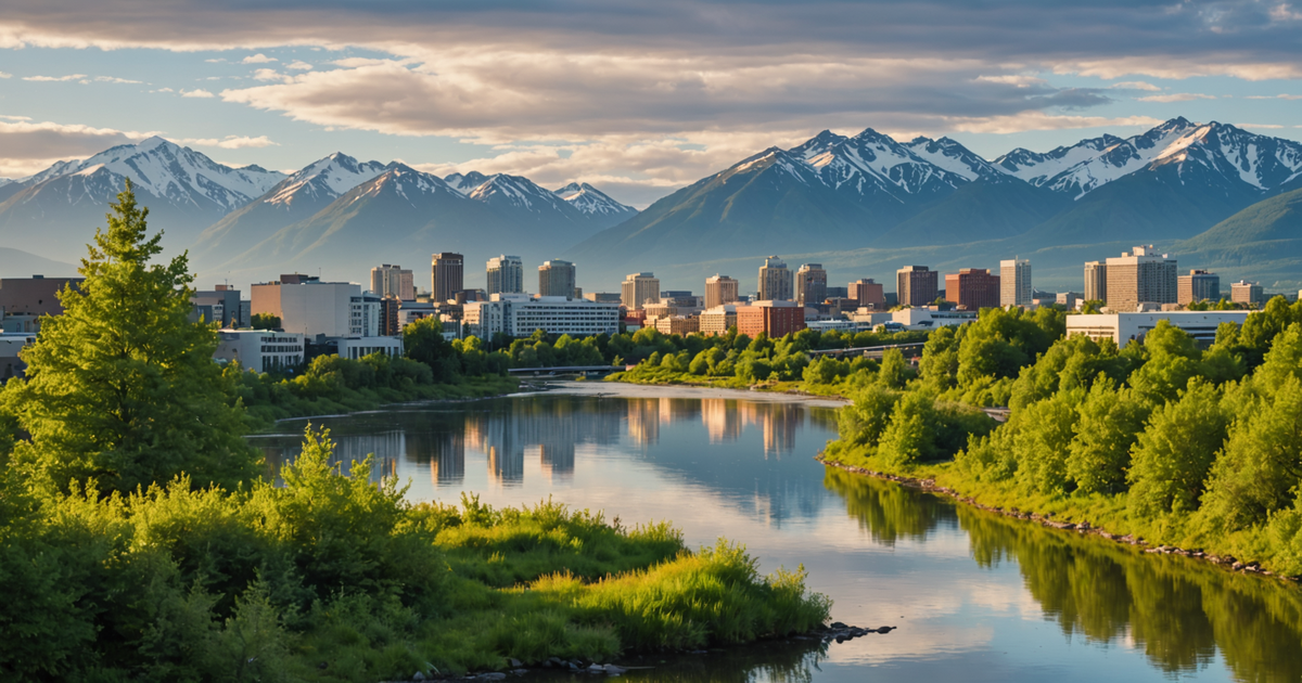 A picturesque view of Anchorage with mountains in the background, highlighting the diverse activities available.