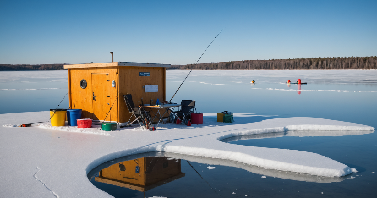 Trout ice fishing setup with artificial lures