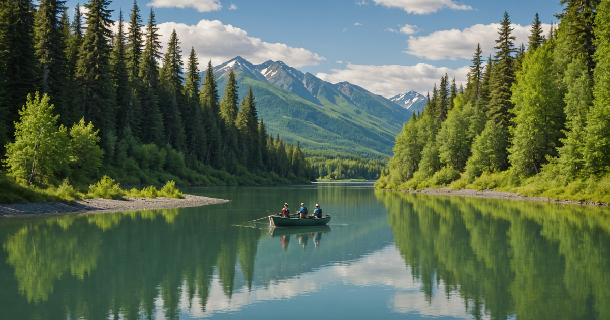 A guided fishing tour on the Kenai River with anglers casting their lines