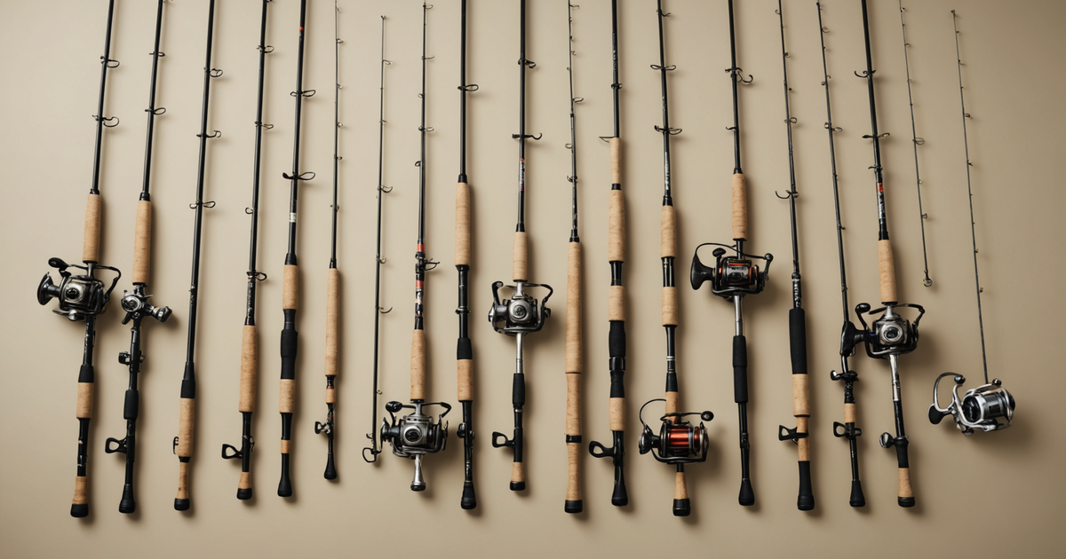 A collection of fishing gear including rods, reels, and lures suitable for coho salmon