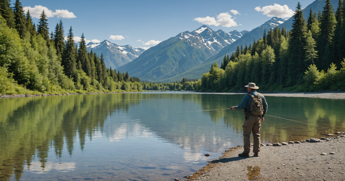 Angler catching a King Salmon in Alaskan waters