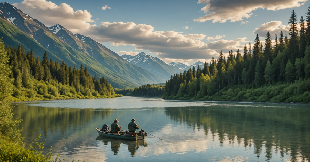 Fishermen on the Kenai River during the salmon run