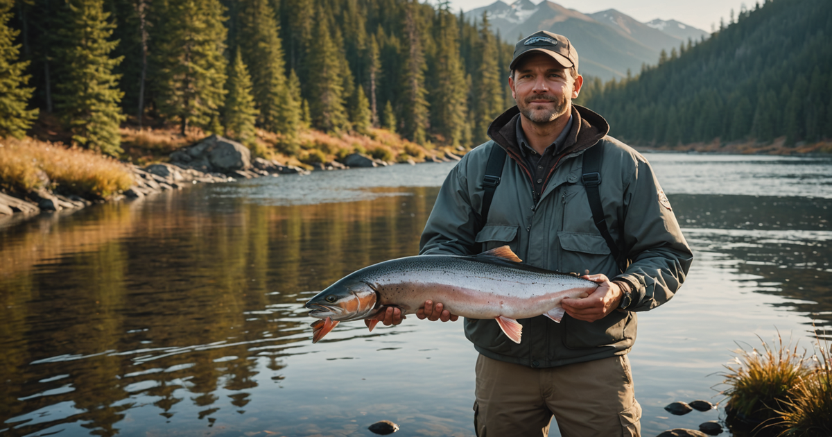An angler holding a freshly caught Coho Salmon, showcasing its silver scales