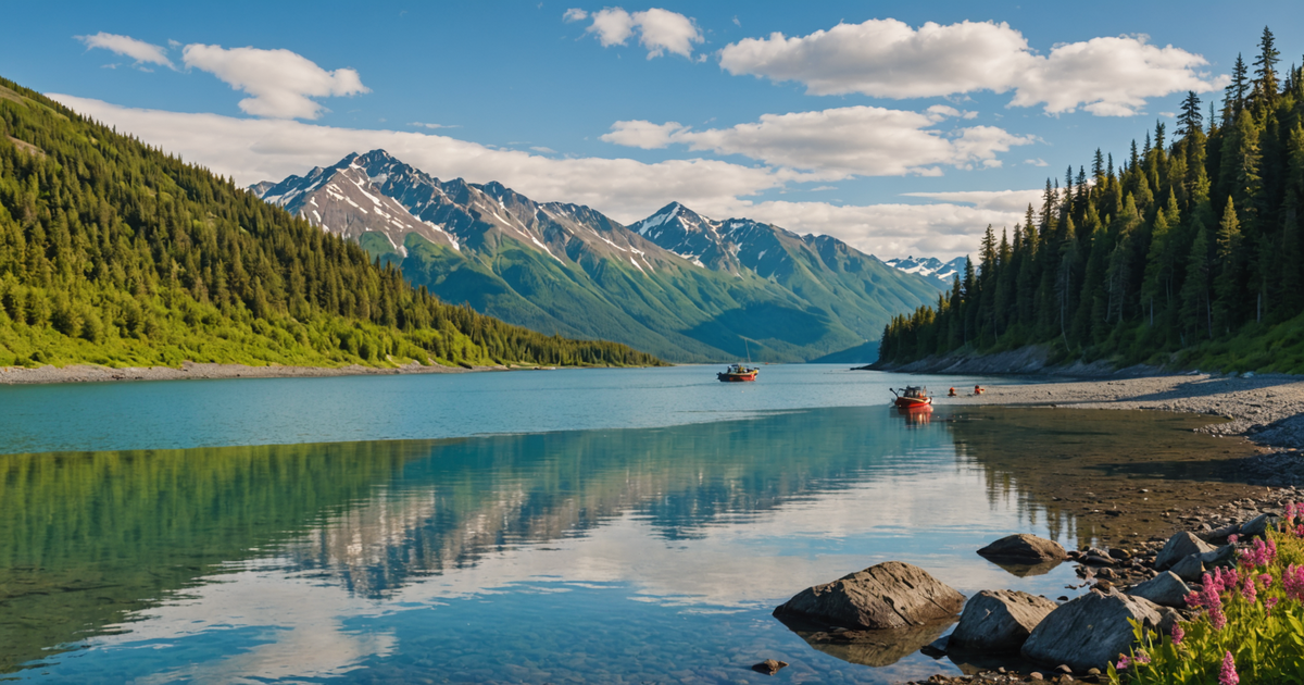 A breathtaking view of the Kenai Peninsula, showcasing the stunning landscape and fishing potential.