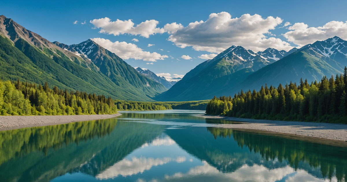 A breathtaking view of the Kenai River with surrounding landscapes