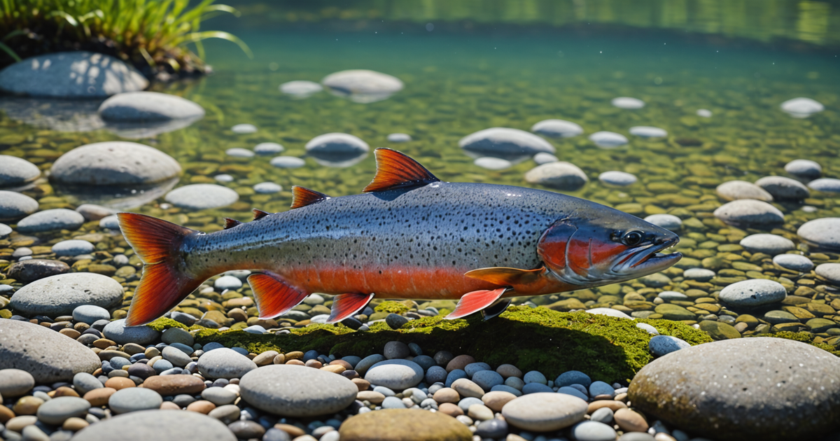 A vibrant sockeye salmon in its natural habitat