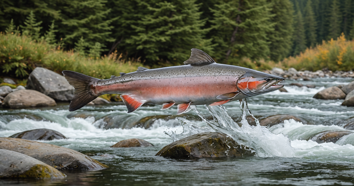Coho Salmon Leaping in Alaskan River