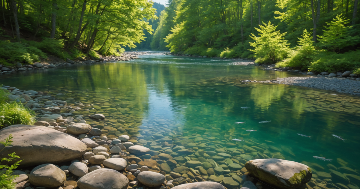 A school of Pink Salmon navigating a stream.