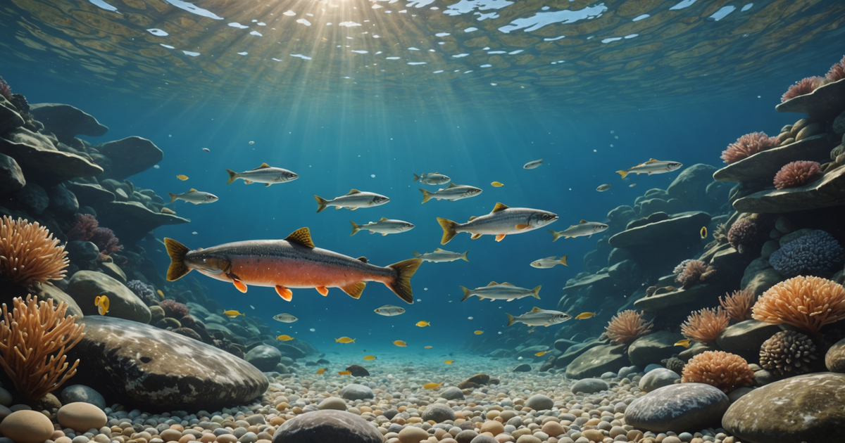 Illustration of salmon life stages from egg to smolt