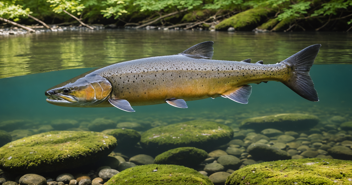 Chinook salmon swimming upstream