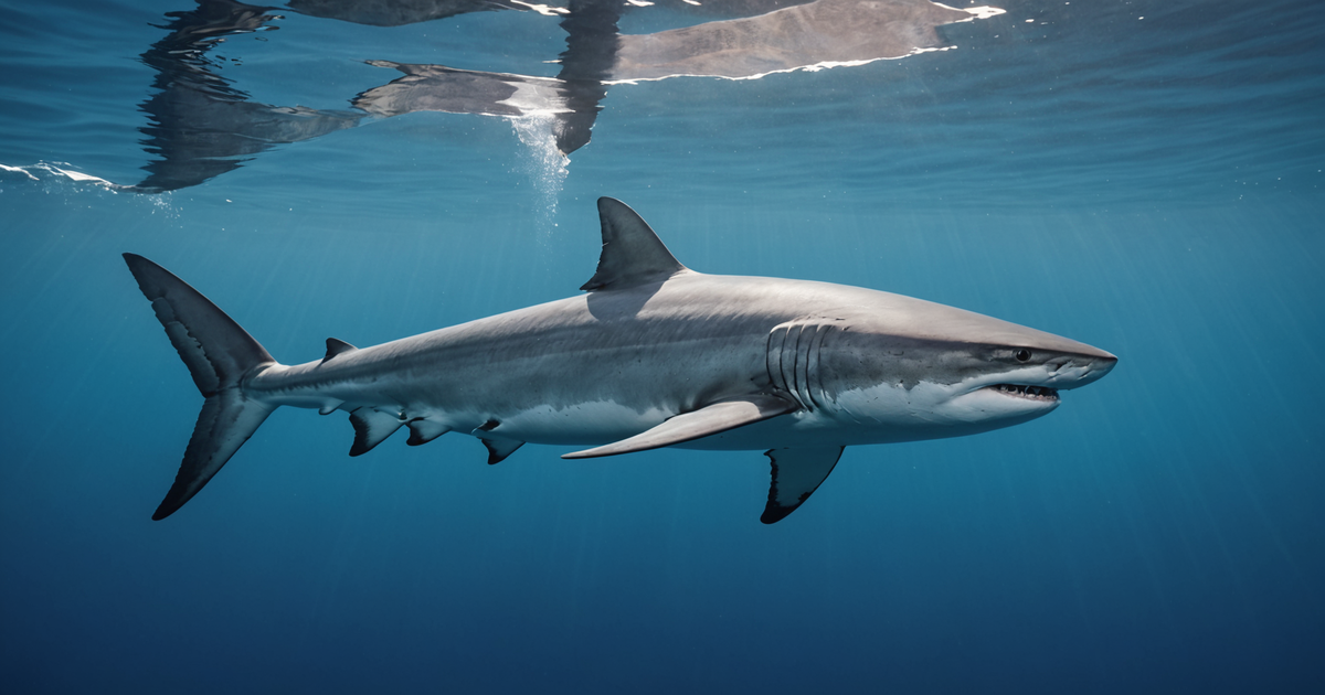 Depiction of a salmon shark in Alaskan waters