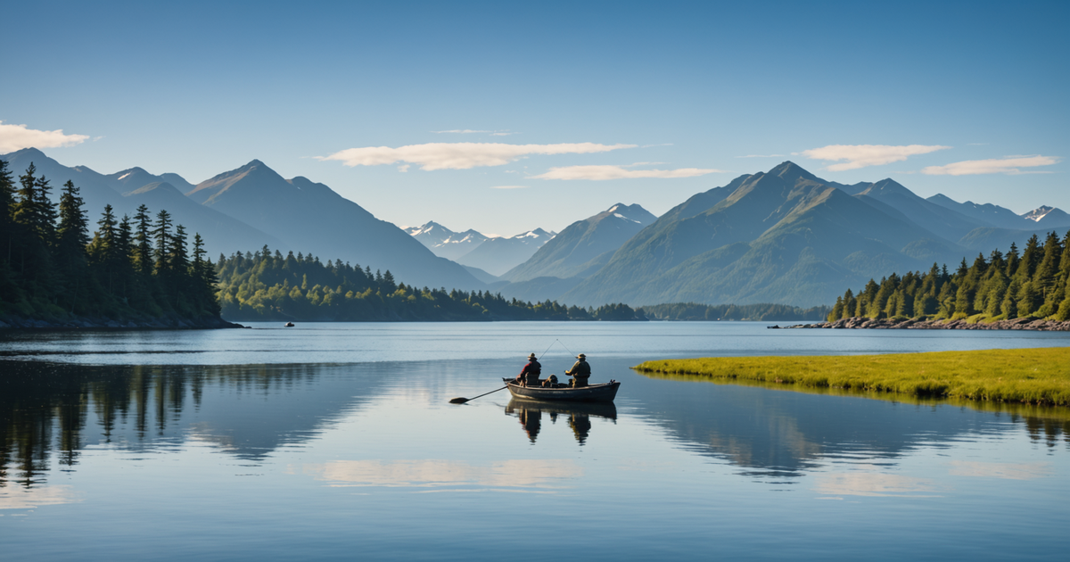 A stunning view of Sitka's waters with anglers in action