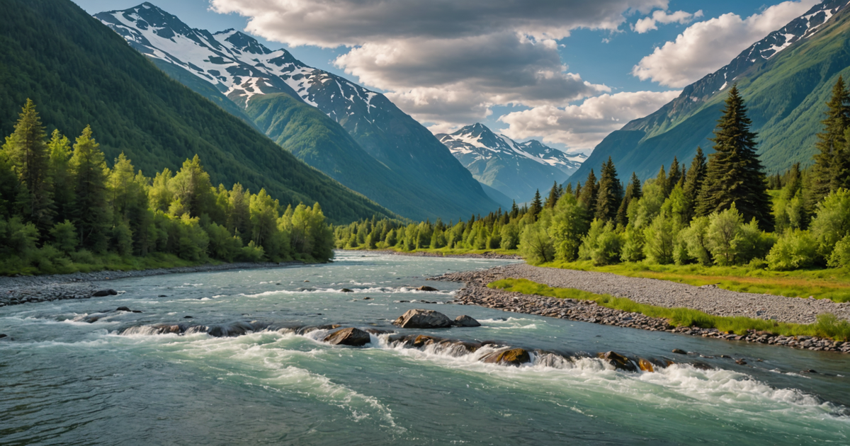 A majestic Alaskan river teeming with salmon