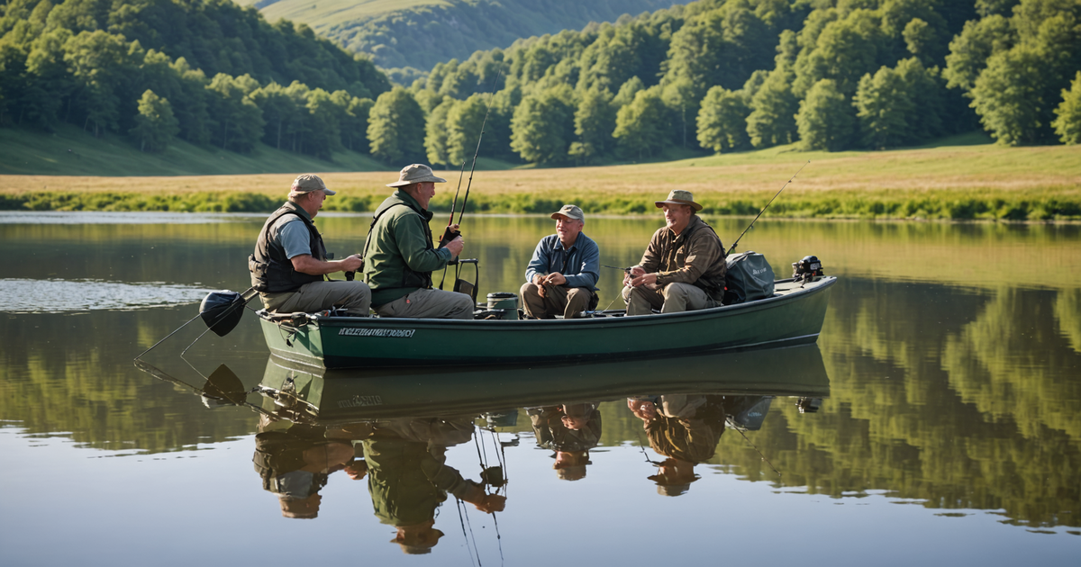 A guide assisting anglers with fishing equipment aboard a boat
