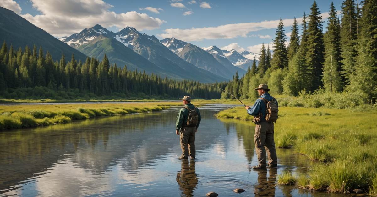 An angler demonstrating the correct mooching technique on an Alaskan river
