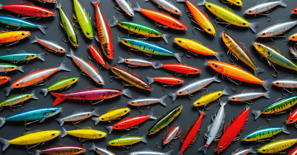 Close-up of brightly coloured lures and flies suitable for sockeye salmon fishing
