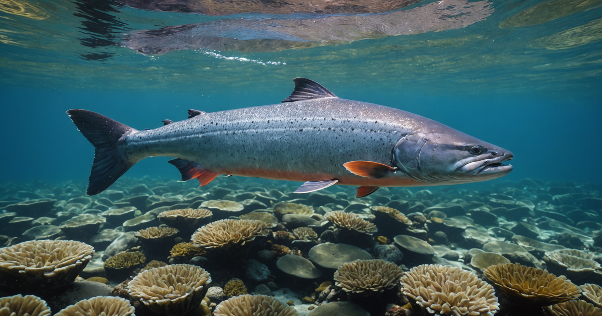 A majestic king salmon swimming in Alaskan waters