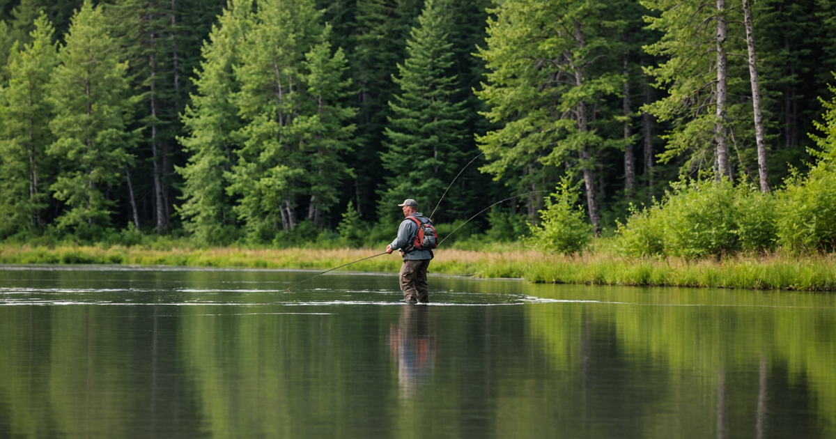 An angler reeling in a king salmon in the Kenai River