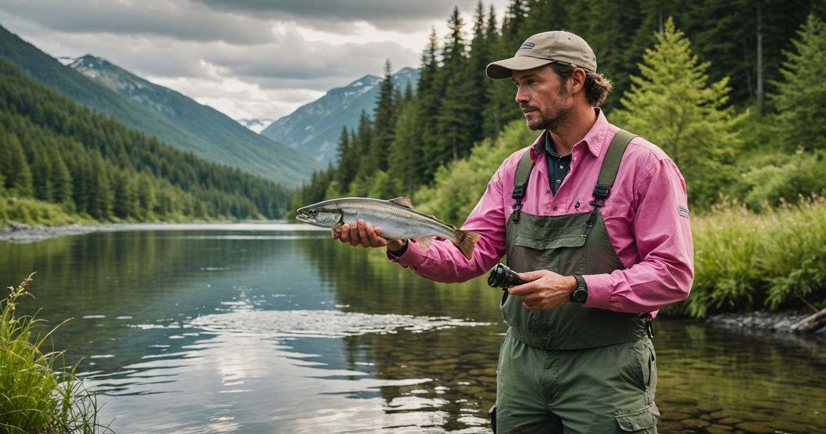 An angler successfully catching a pink salmon, showcasing the excitement and technique involved.