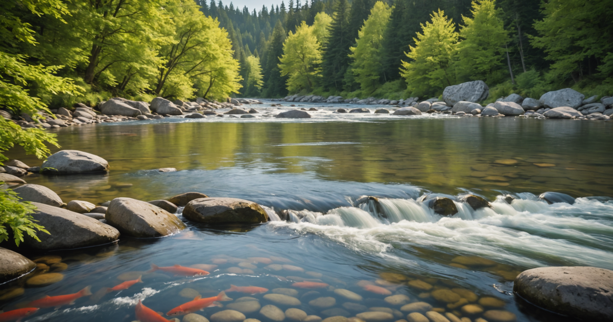 Salmon swimming upstream during the run