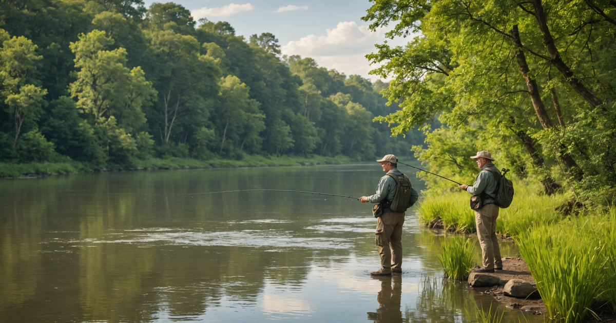 An experienced guide assisting an angler in catching a salmon on a guided trip