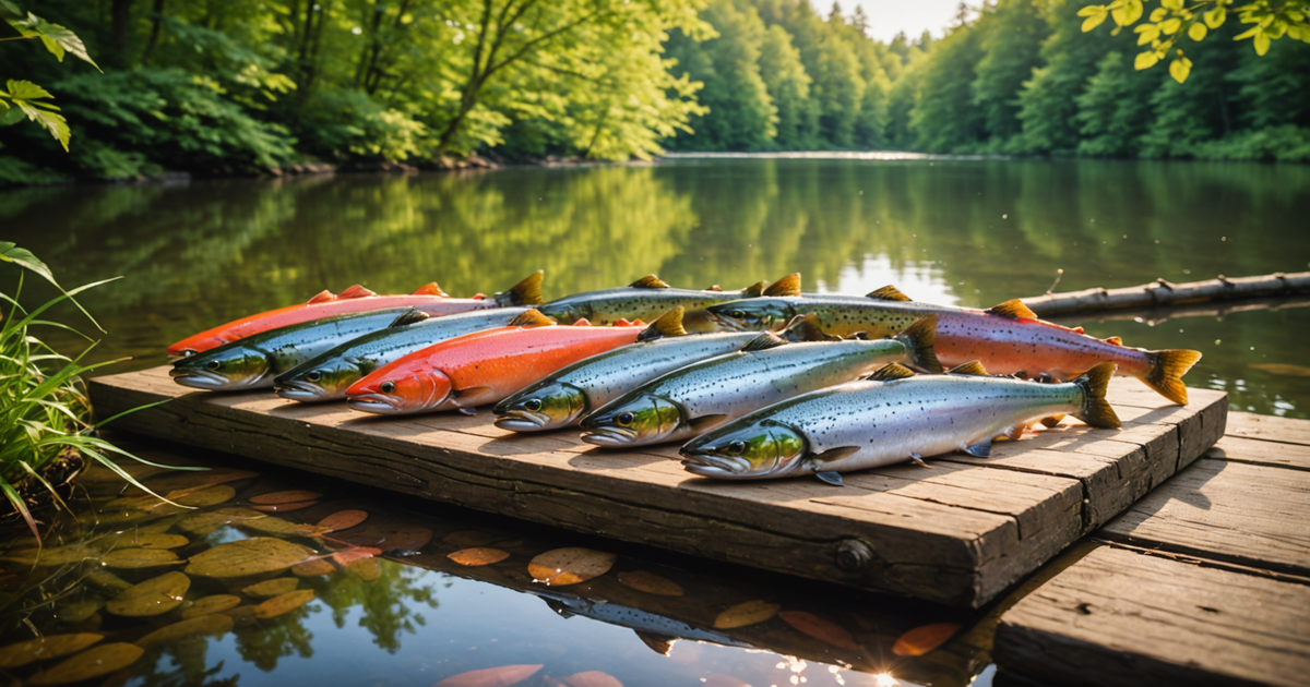 Illustration of different salmon lures in action