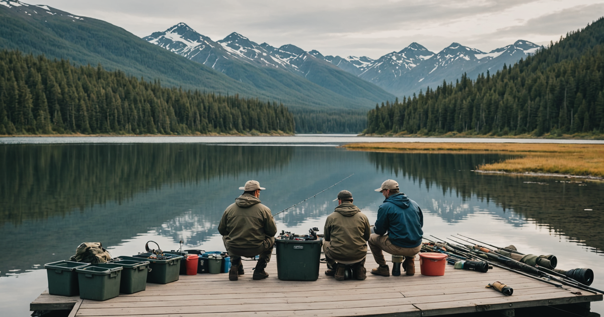 Anglers preparing for a fishing expedition in Alaska