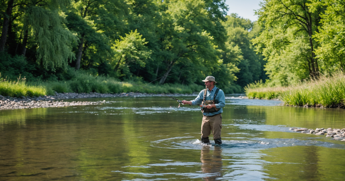 Angler releasing a salmon back into the river, demonstrating catch and release