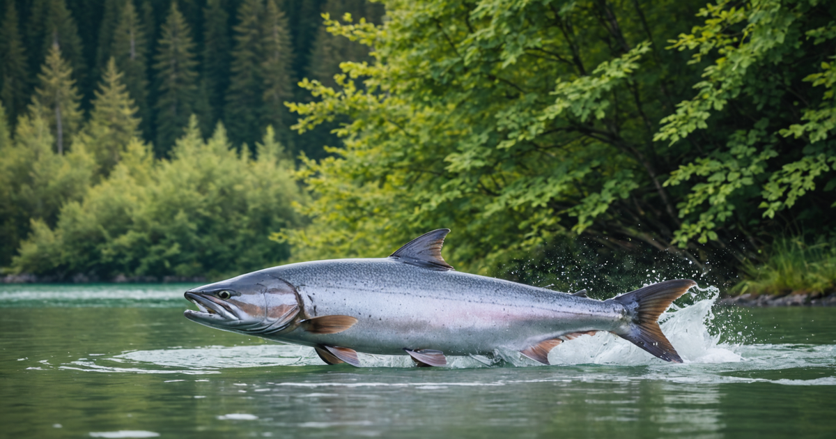 A majestic King salmon being caught in the Kenai River