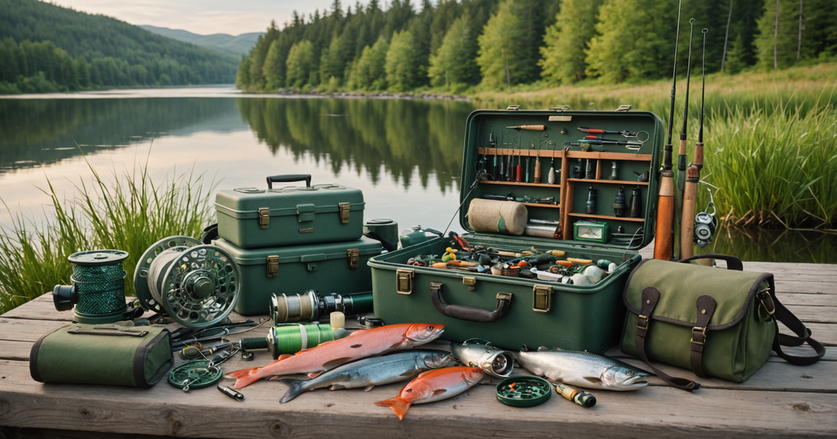 Salmon fishing gear laid out by a river